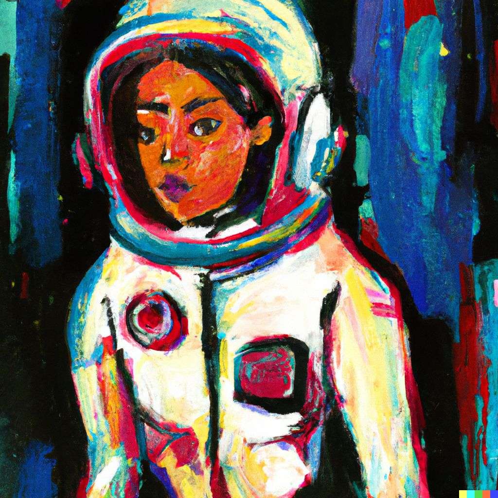 an astronaut, painting, expressionism style